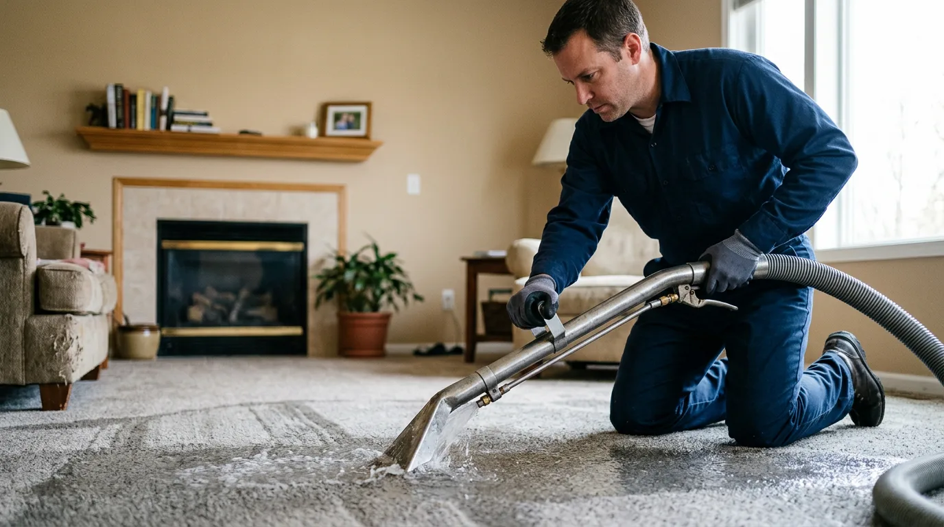Water damage restoration technician working near Little Meadows, PA